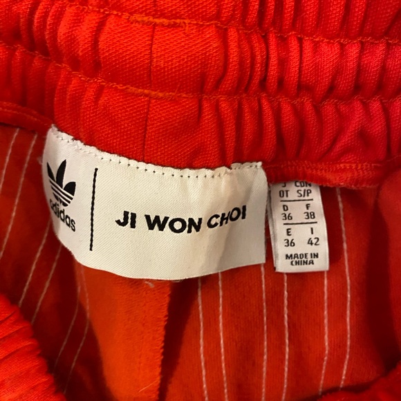 Adidas Women’s Ji Won Choi Track Pants Red and White Striped Joggers - Picture 9 of 12